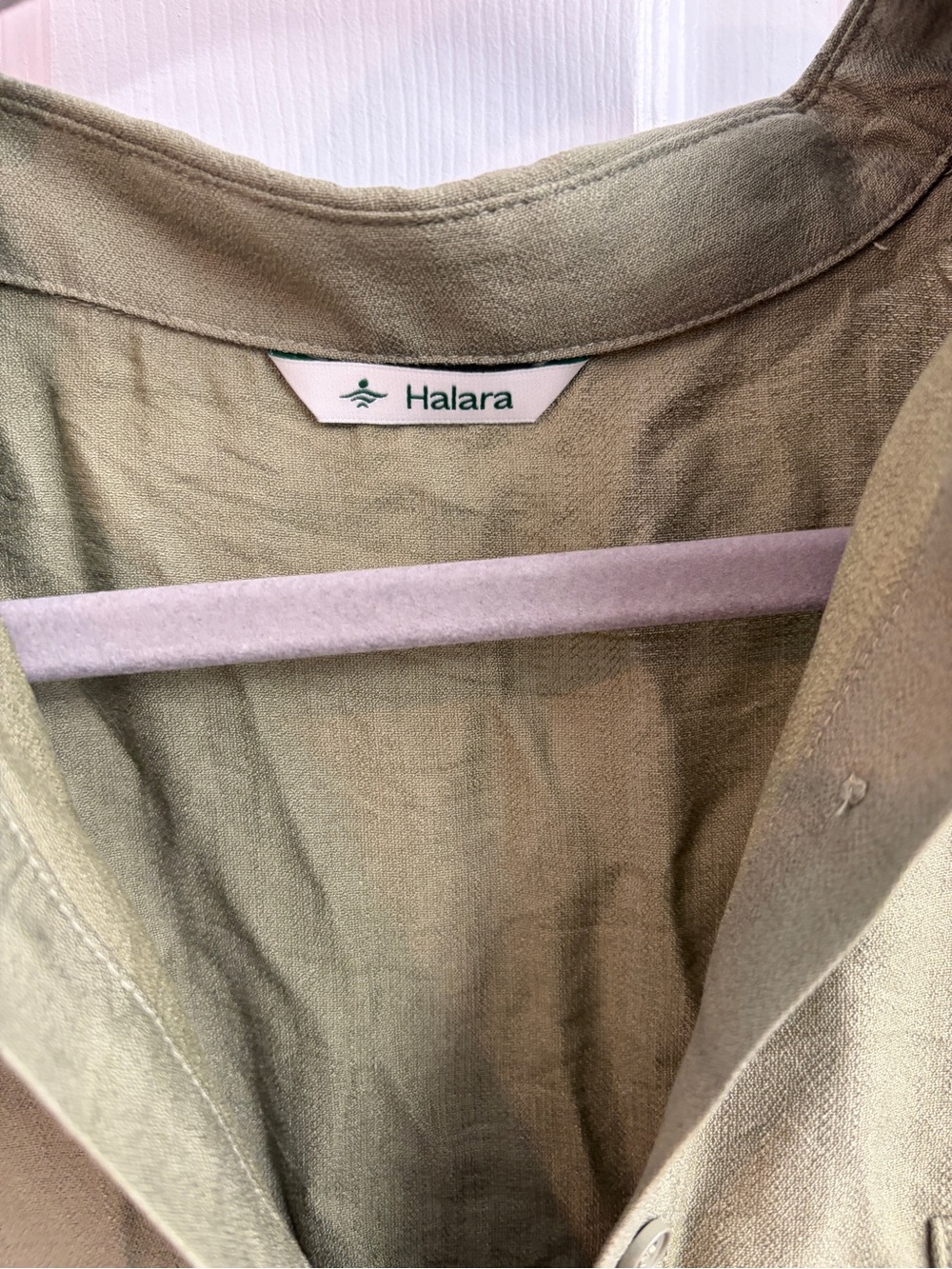 Halara Women's Olive Green Button-Front Shirt Dress - Picture 4 of 6